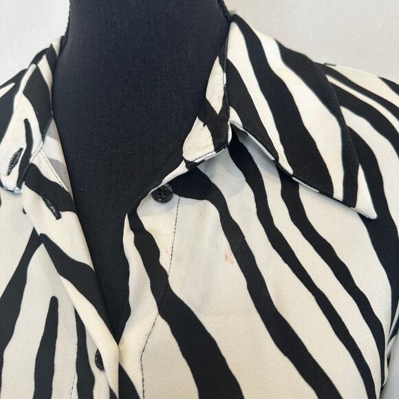 The Andamane Zebra Mini Shirt Dress MEDIUM Career Office Designer Italian $510 - Picture 12 of 12